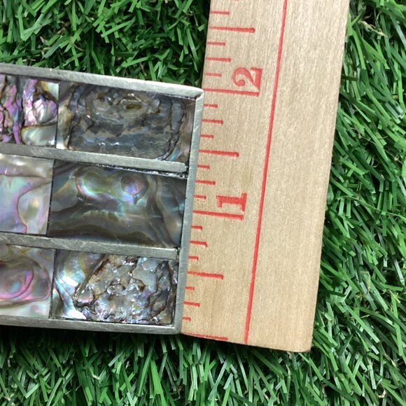 Vintage Abalone Shell Mexican Silver Belt Buckle main image 6